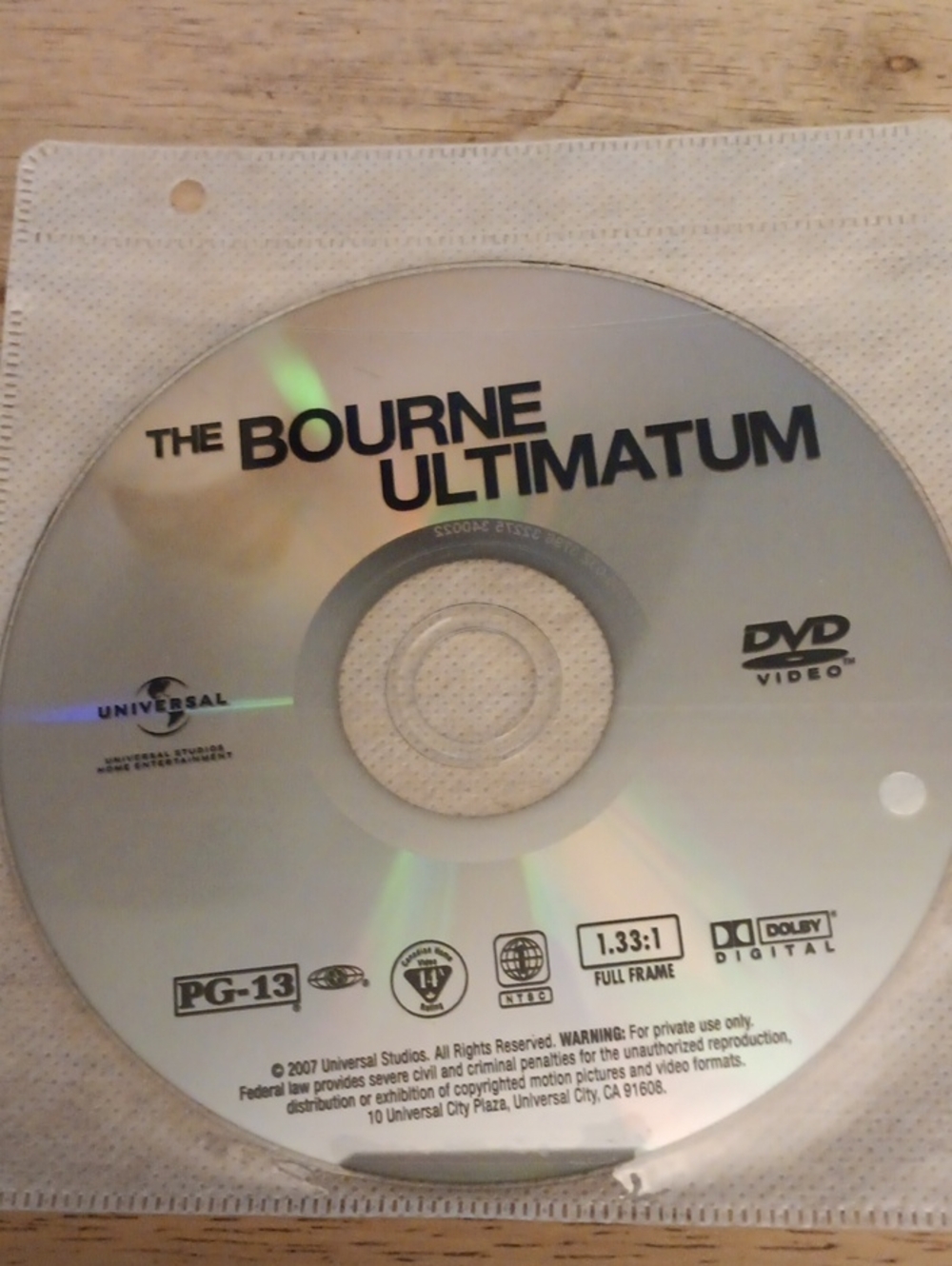 The Bourne Ultimatum DVD *NO CASE*